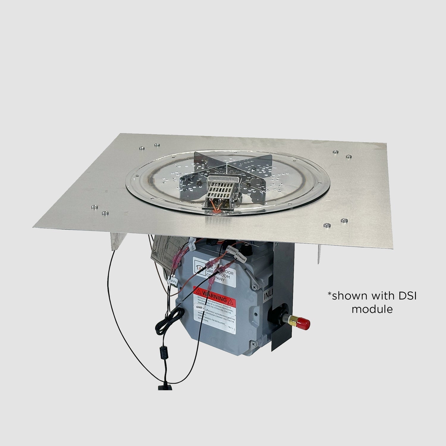The Outdoor GreatRoom Company Crystal Fire Plus 24" x 24" Square Direct Spark LPG Gas Burner Insert and Plate Kit