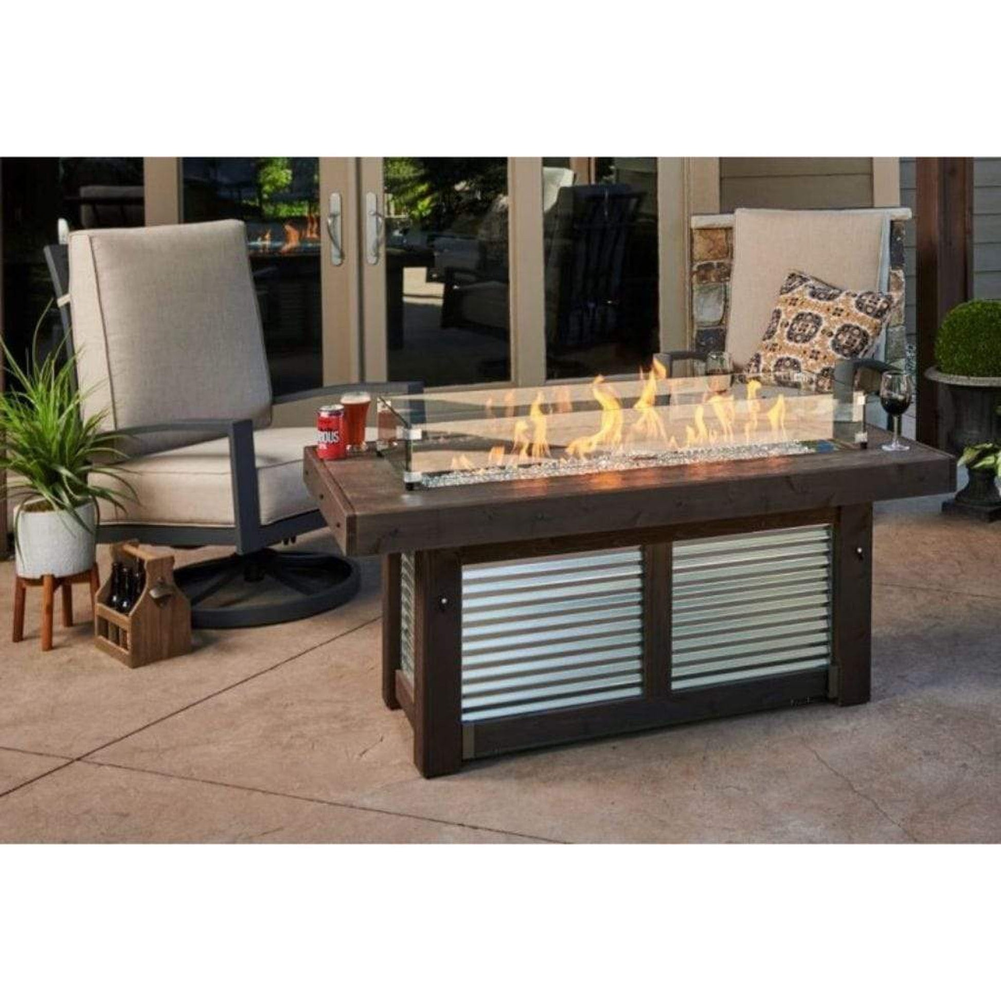 The Outdoor GreatRoom Company 57" Denali Brew Linear Gas Fire Pit Table