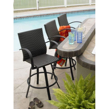 The Outdoor GreatRoom Company Leather Wicker Bar Stools