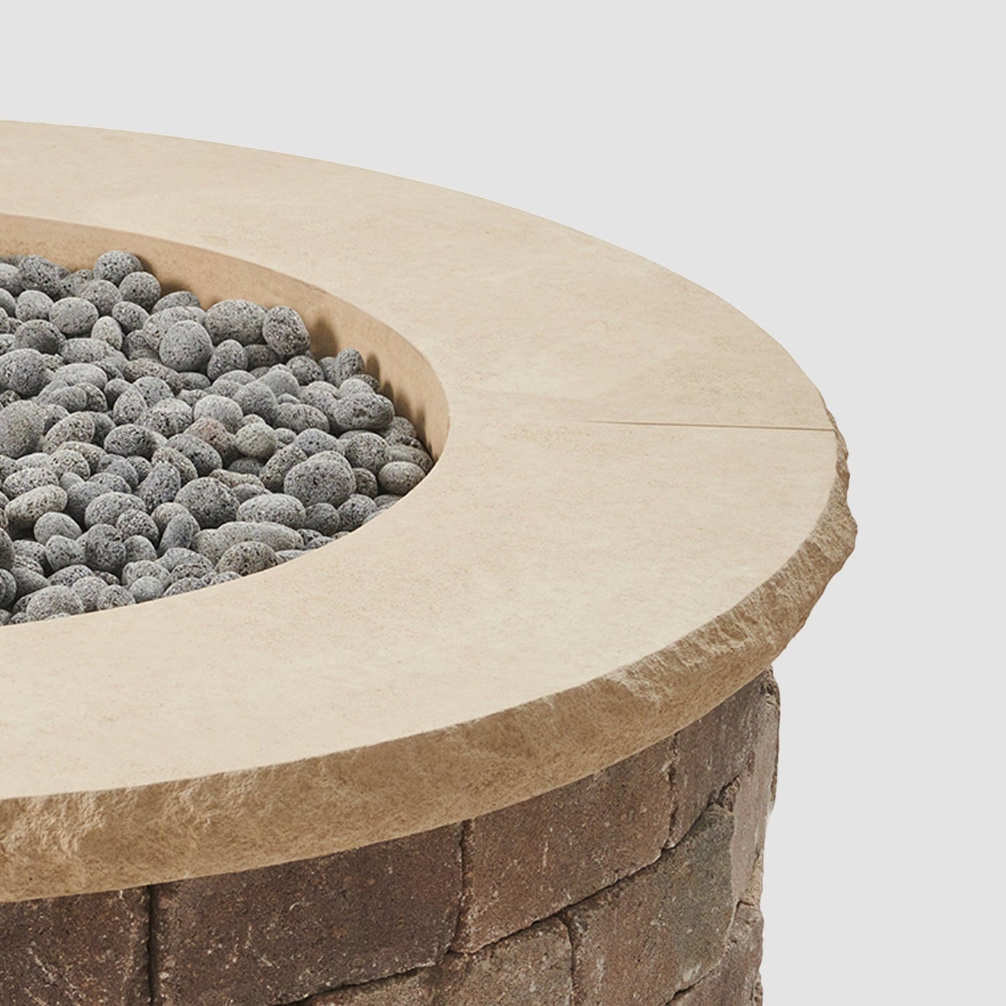 The Outdoor GreatRoom Company Limestone Tan Round 4-Piece Concrete Top for Round Bronson Block Gas Fire Pit Kit