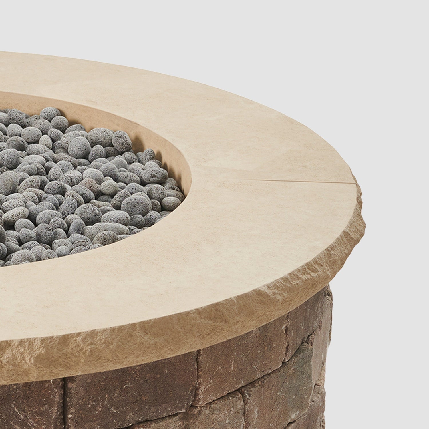 The Outdoor GreatRoom Company Limestone Tan Round 4-Piece Concrete Top for Round Bronson Block Gas Fire Pit Kit