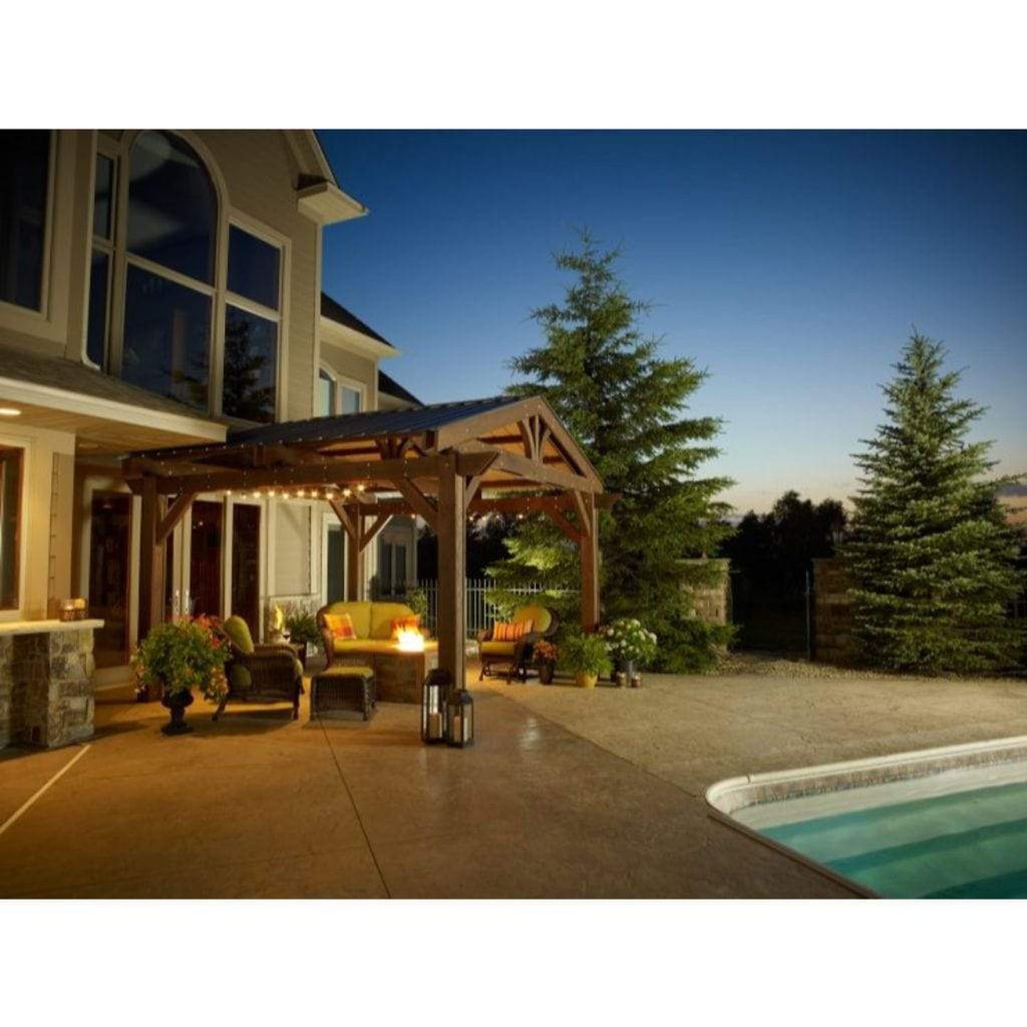 The Outdoor GreatRoom Company Mocha Lodge II Wood Pergola Kit