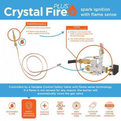 The Outdoor GreatRoom Company Round Stainless Steel Crystal Fire Gas Burner Insert