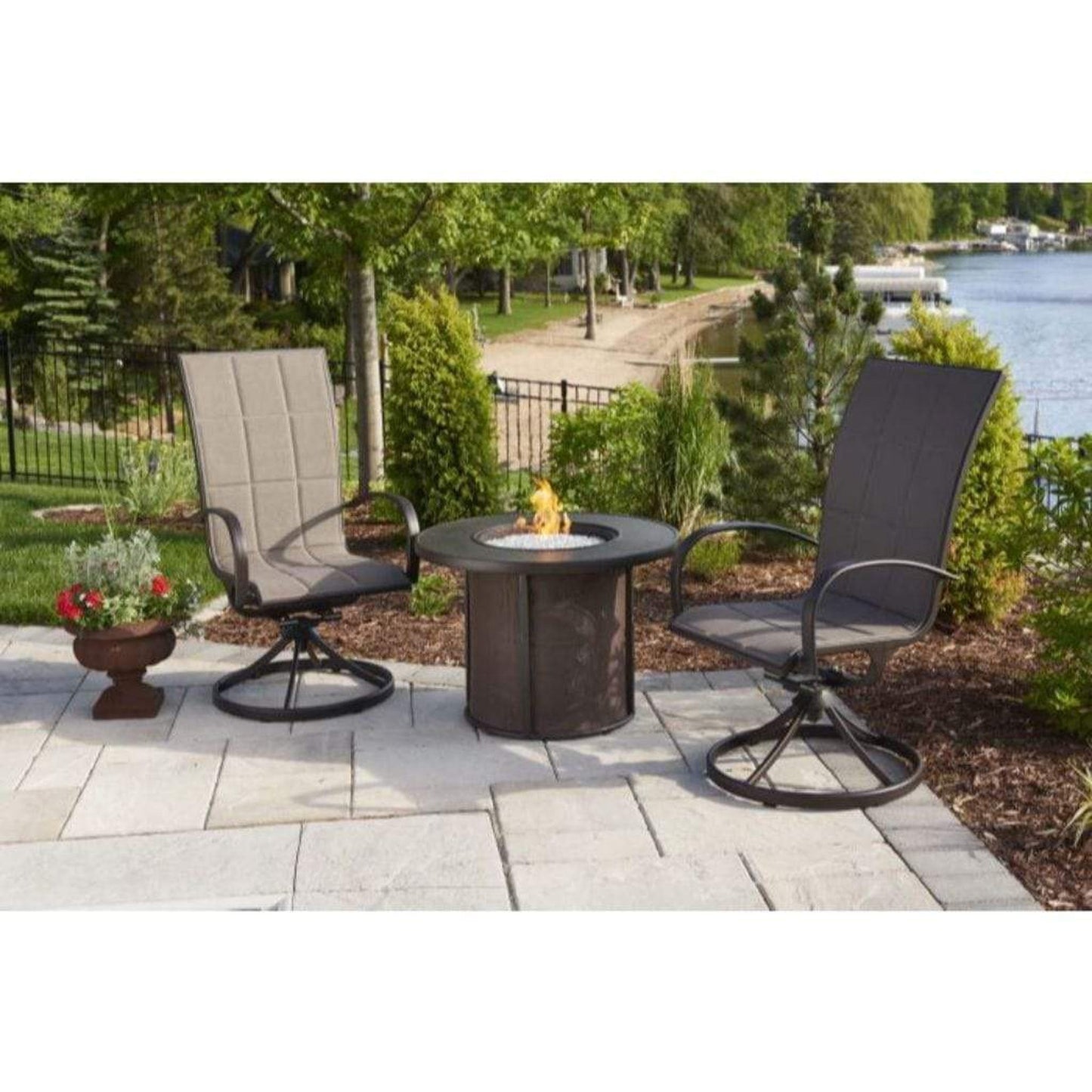 The Outdoor GreatRoom Company Stonefire 31" Brown Round Gas Fire Pit Table