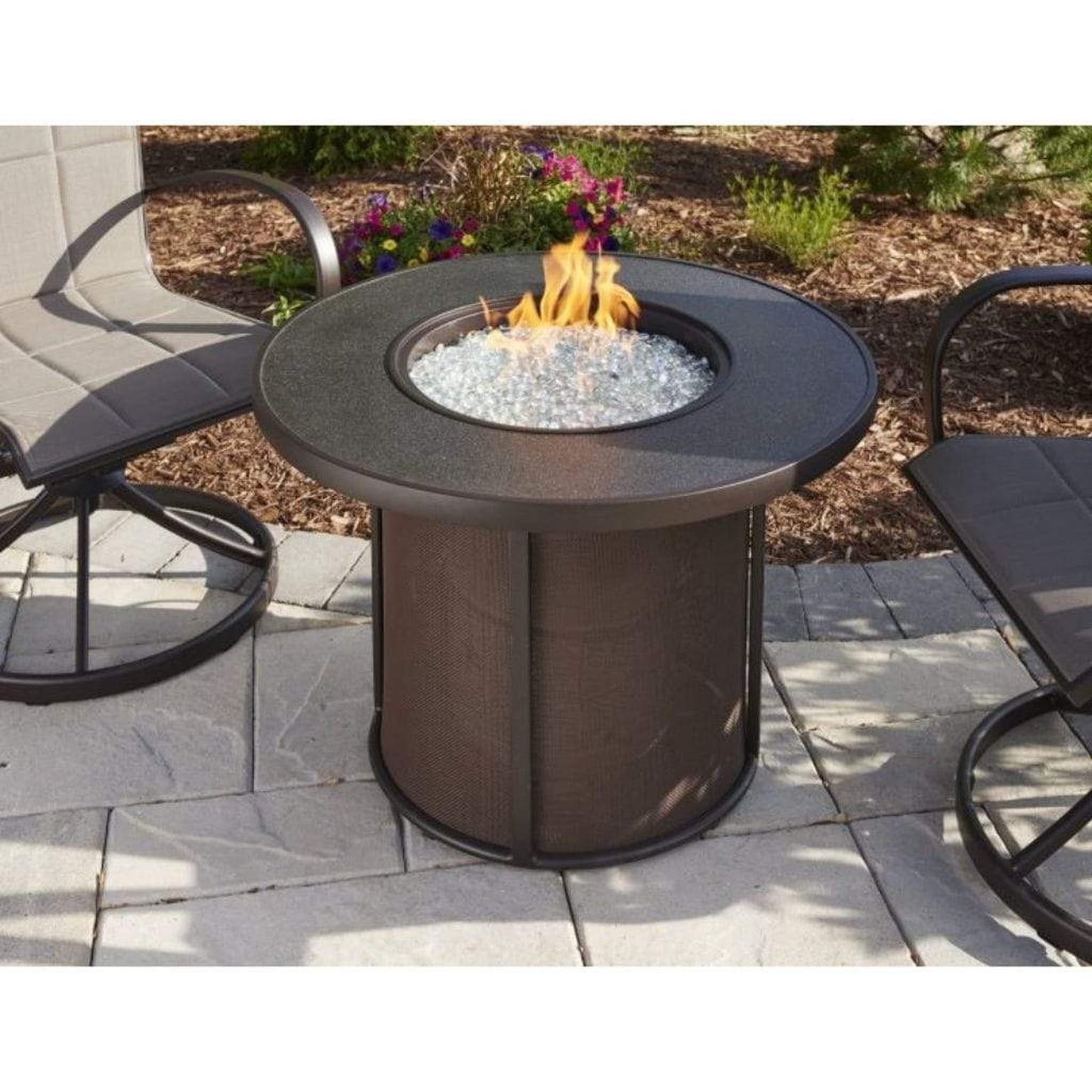 The Outdoor GreatRoom Company Stonefire 31" Brown Round Gas Fire Pit Table