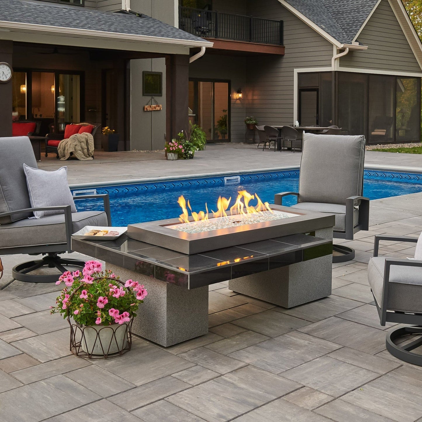 The Outdoor GreatRoom Company Uptown 64" Linear Gas Fire Pit Table