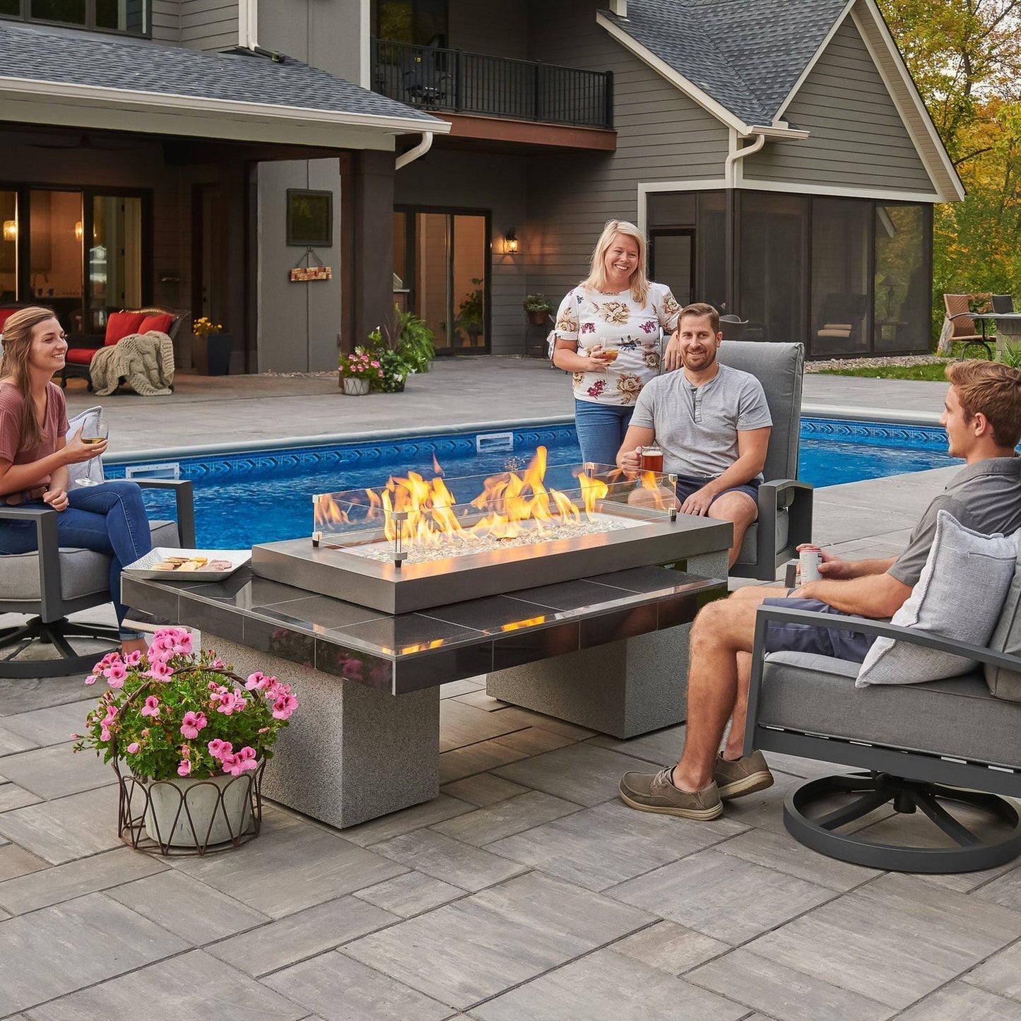 The Outdoor GreatRoom Company Uptown 64" Linear Gas Fire Pit Table