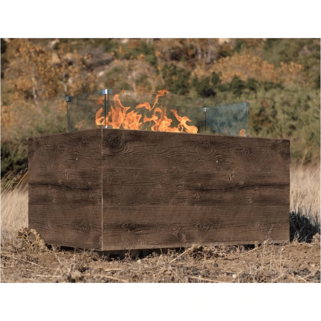 The Outdoor Plus 108" Catalina GFRC Wood Grain Concrete Rectangle Gas Fire Pit