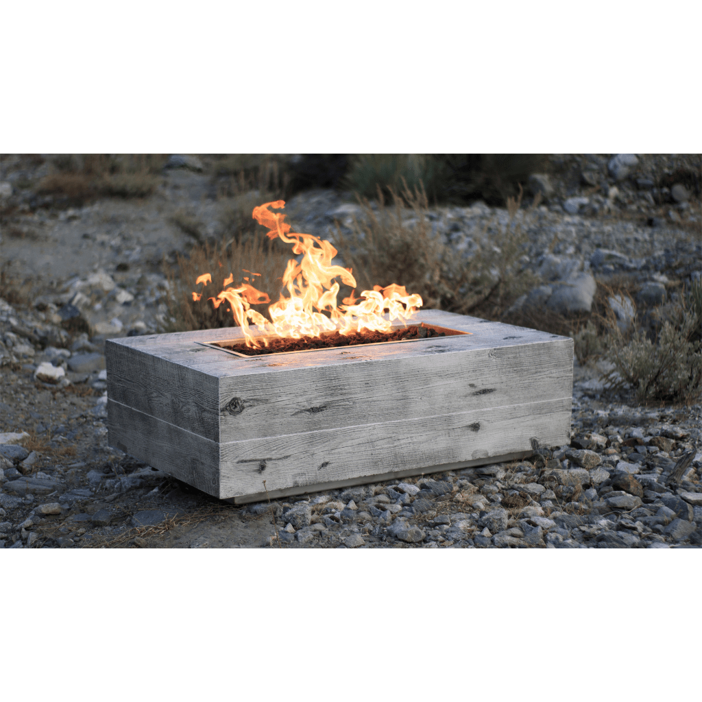 The Outdoor Plus 108" Coronado GFRC Wood Grain Concrete Rectangle Gas Fire Pit