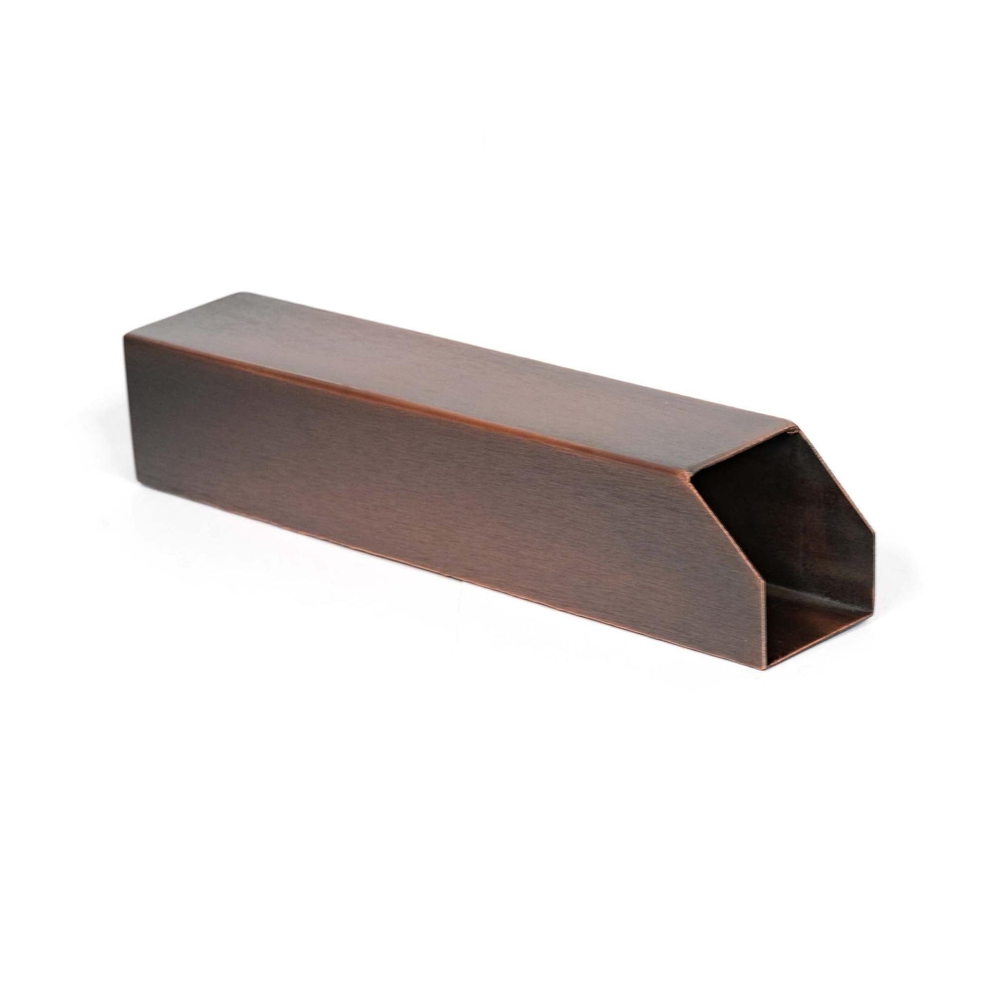 The Outdoor Plus 12" Copper Chamfered Mini Scupper with Threaded Back