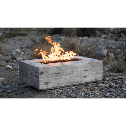 The Outdoor Plus 120" Coronado GFRC Wood Grain Concrete Rectangle Gas Fire Pit