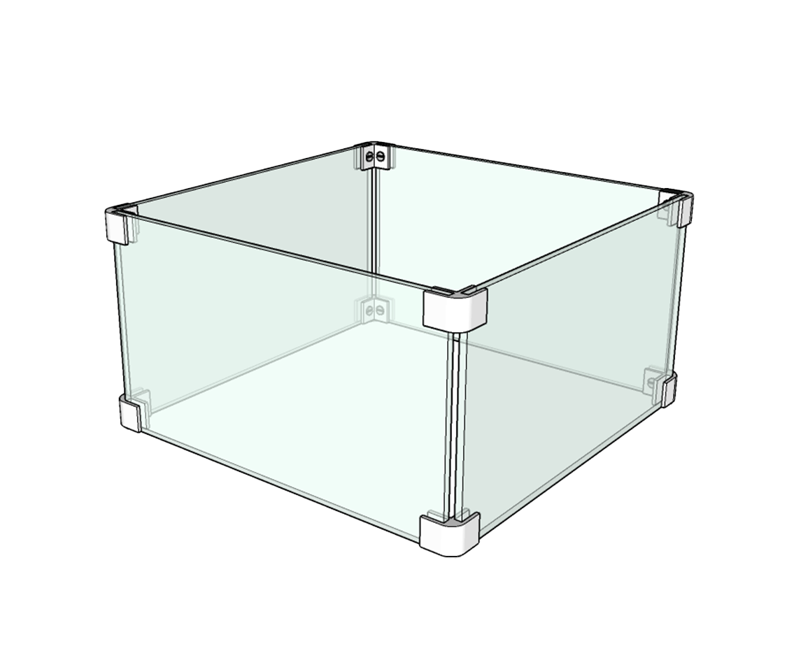 The Outdoor Plus 16" x 34" X 8" Tempered Glass with Polished Edges Rectangular Glass Wind Guard