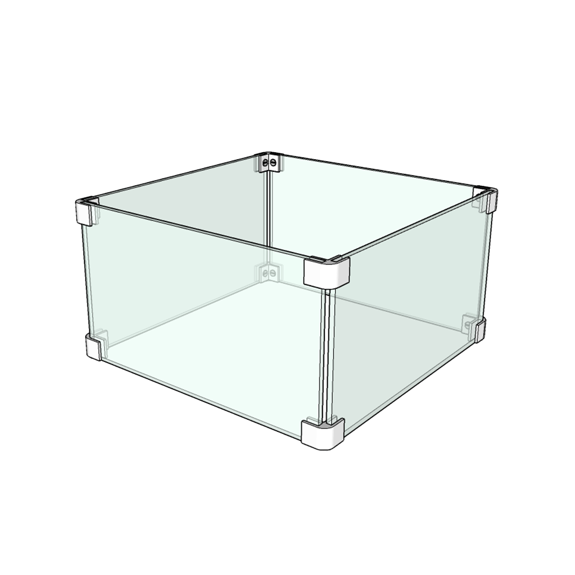The Outdoor Plus 16" x 34" X 8" Tempered Glass with Polished Edges Rectangular Glass Wind Guard