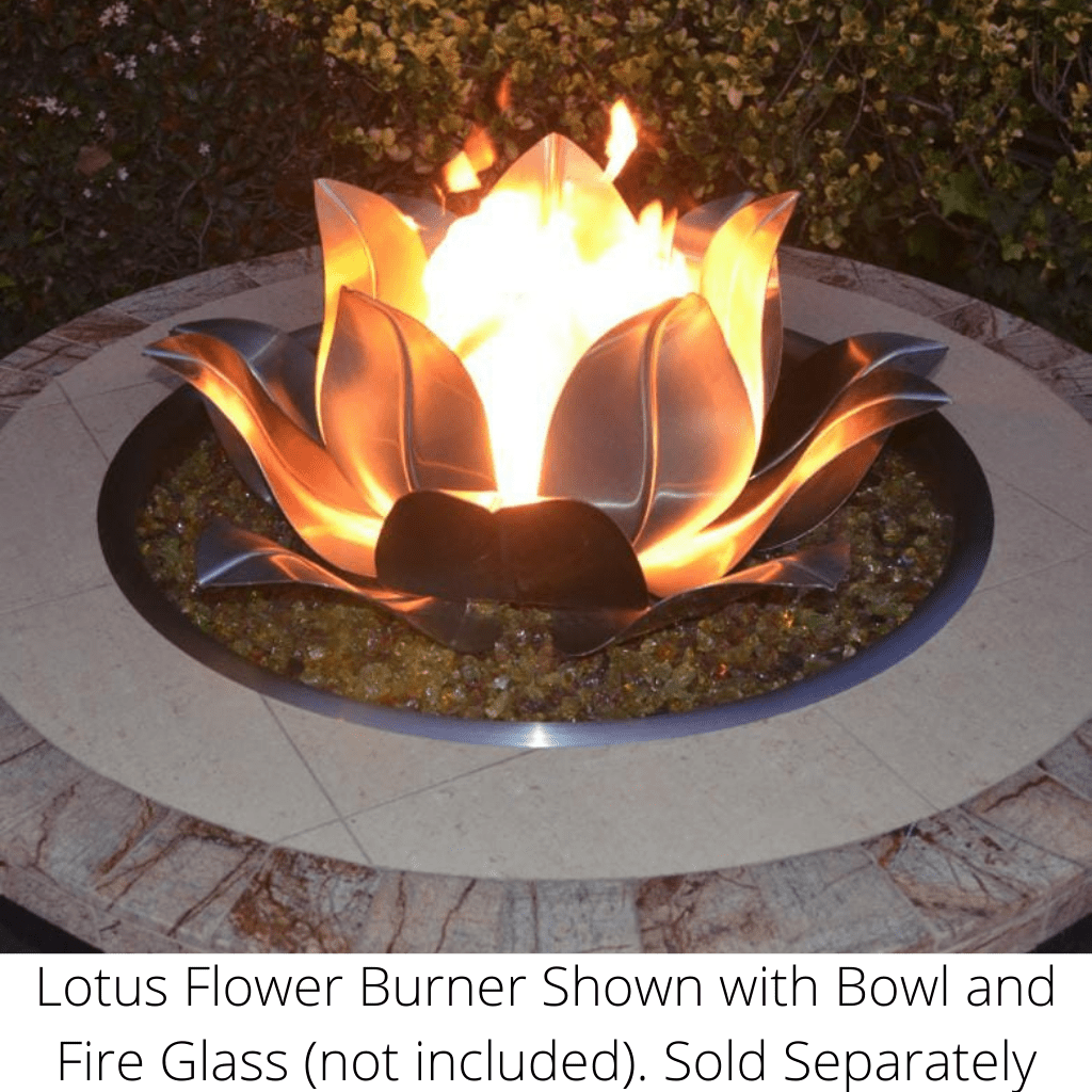 The Outdoor Plus 18" Stainless Steel Gas Lotus Flower Ornamental Burner for Fire Bowls and Pits