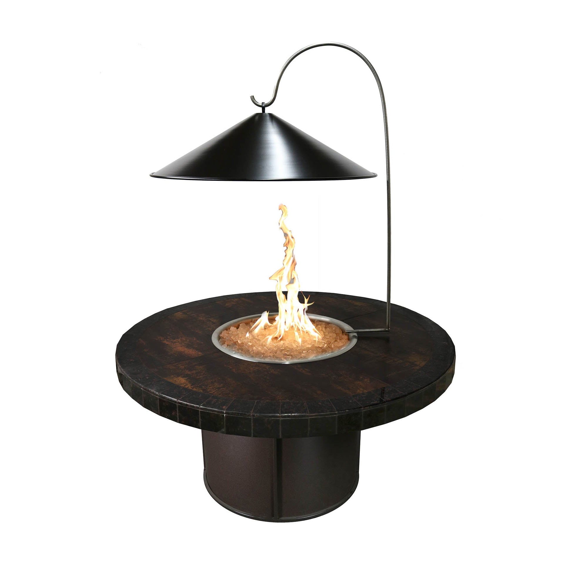 The Outdoor Plus 23" Black Aluminum Fire Pit Cover & Heat Reflector with Stand