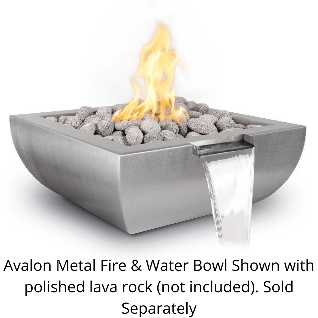The Outdoor Plus 24" Avalon Hammered Copper & Stainless Steel Square Fire & Water Bowl