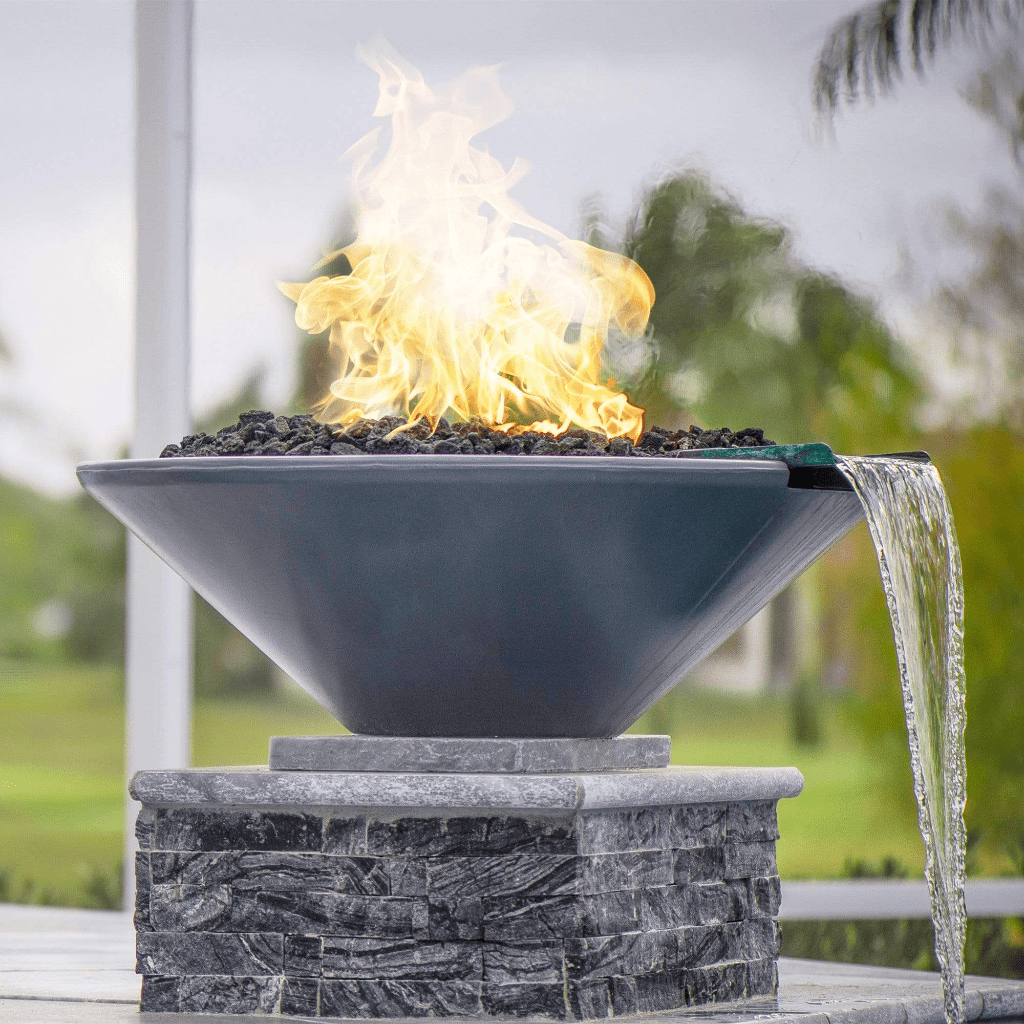 The Outdoor Plus 24" Cazo GFRC Concrete Round Fire and Water Bowl