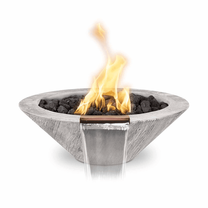 The Outdoor Plus 24" Cazo GFRC Wood Grain Concrete Round Fire & Water Bowl