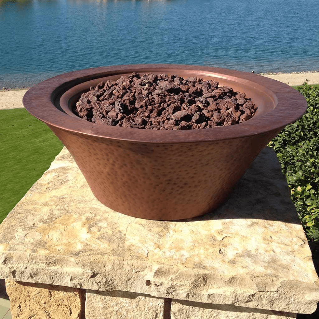 The Outdoor Plus 24" Cazo Hammered Copper Round Fire Bowl