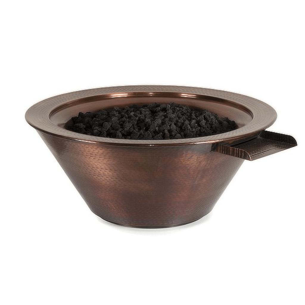 The Outdoor Plus 24" Cazo Hammered Copper Round Fire & Water Bowl