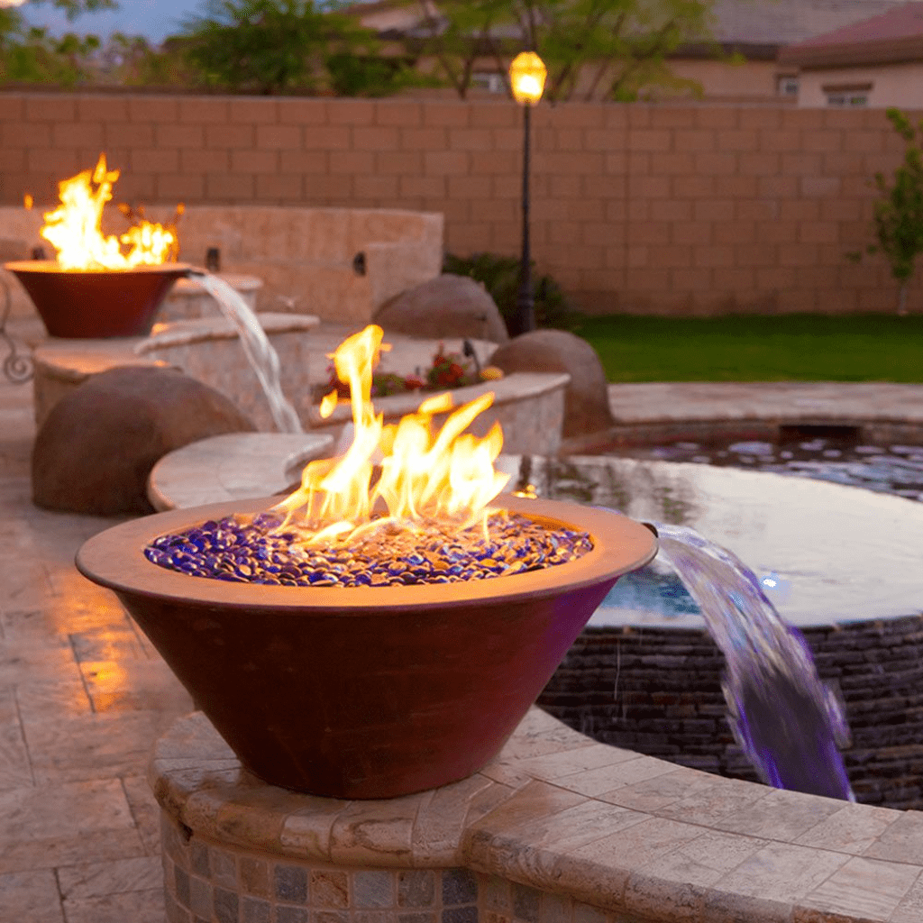The Outdoor Plus 24" Cazo Powder Coated Steel Round Fire & Water Bowl