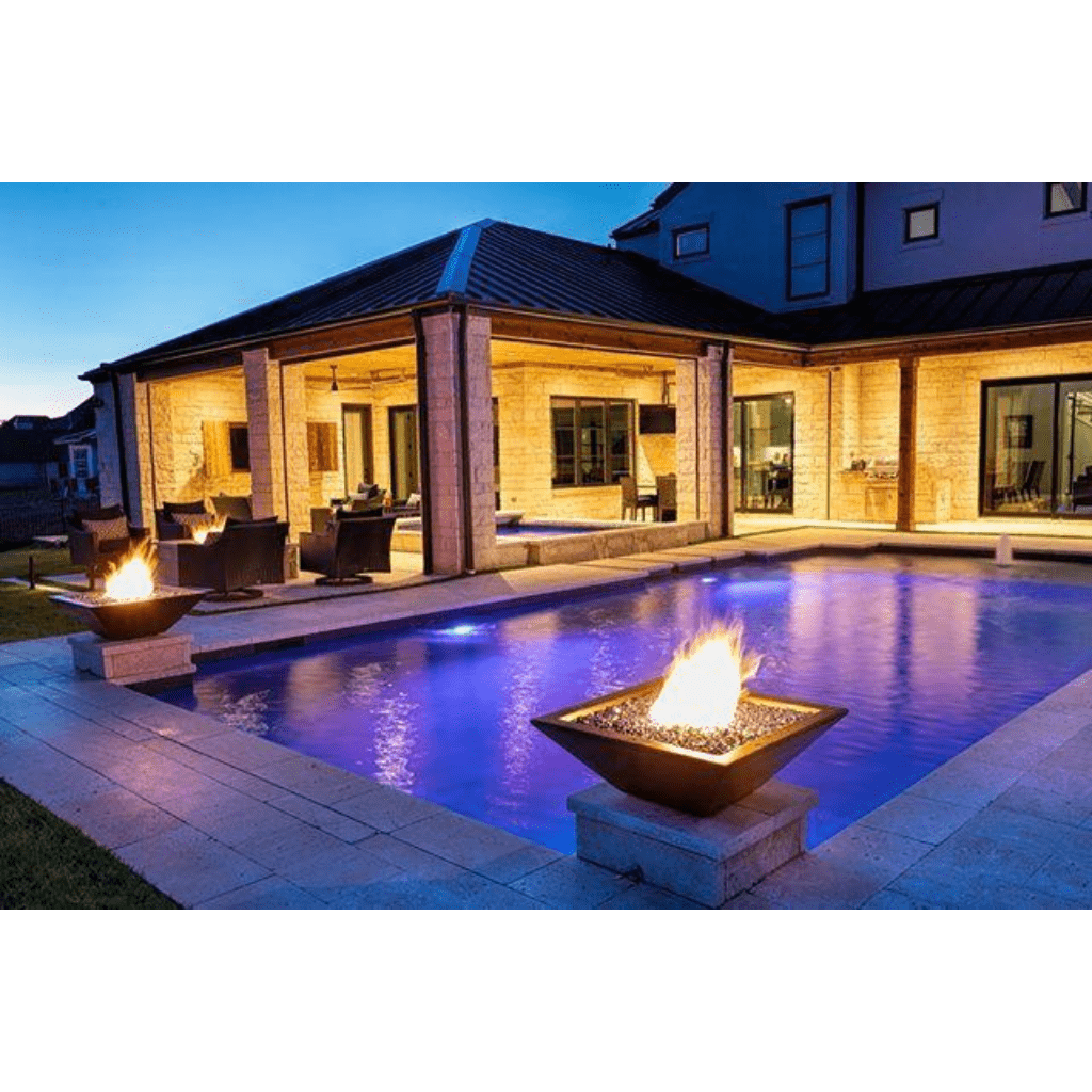 The Outdoor Plus 24" Maya GFRC Concrete Square Fire Bowl