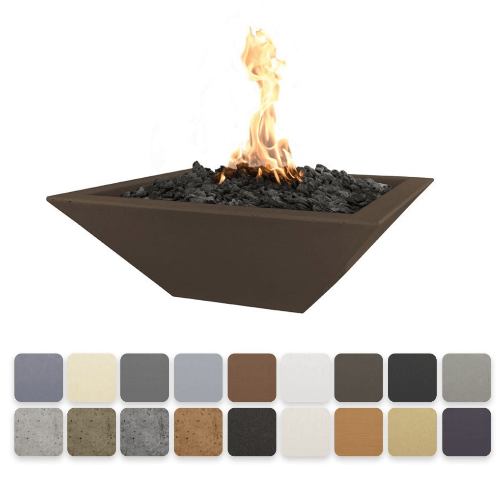 The Outdoor Plus 24" Maya GFRC Concrete Square Fire Bowl