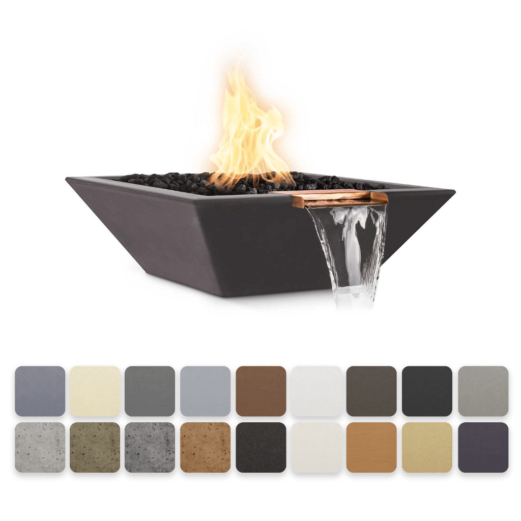 The Outdoor Plus 24" Maya GFRC Concrete Square Fire & Water Bowl