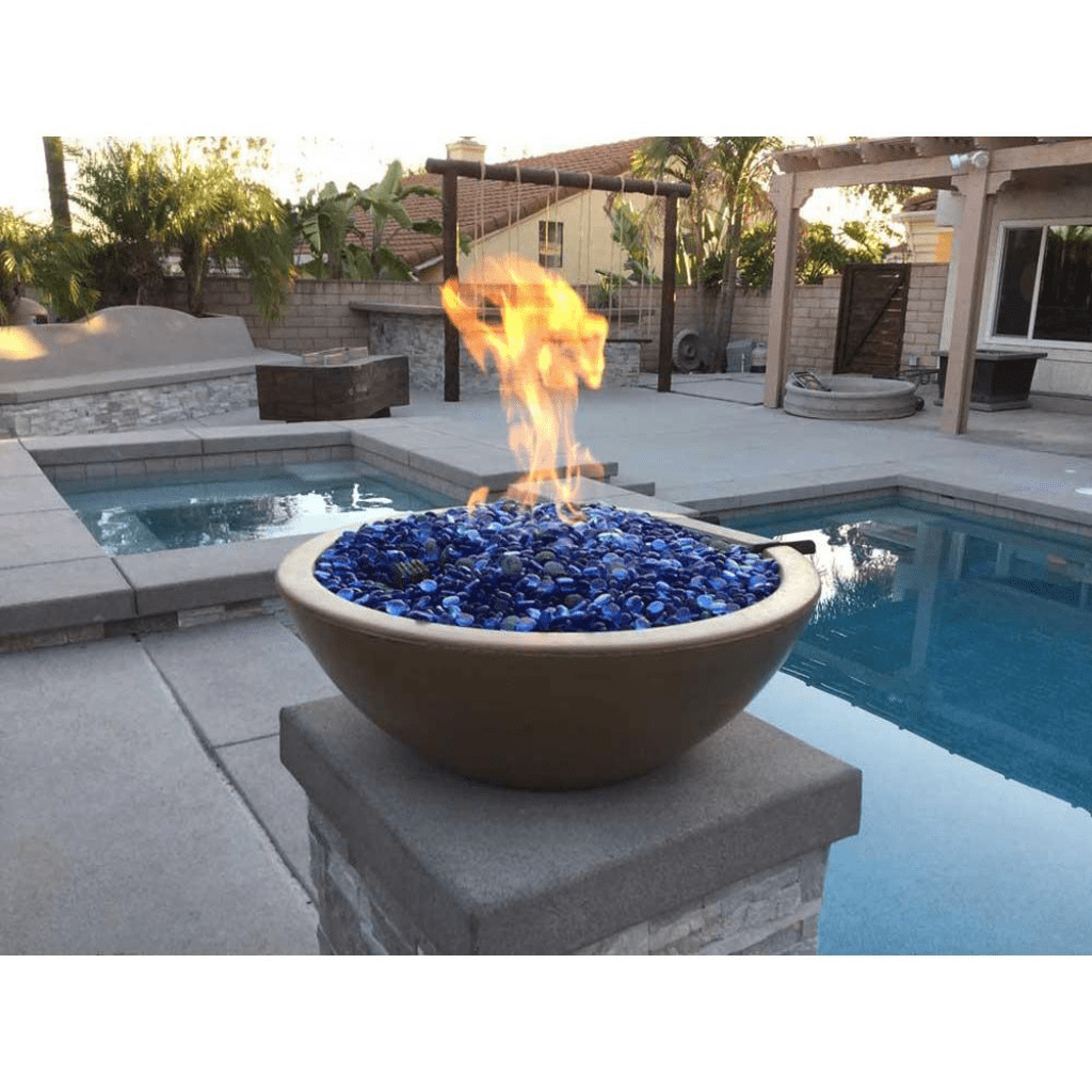 The Outdoor Plus 27" Sedona GFRC Concrete Round Fire and Water Bowl