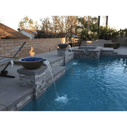 The Outdoor Plus 27" Sedona GFRC Concrete Round Fire and Water Bowl