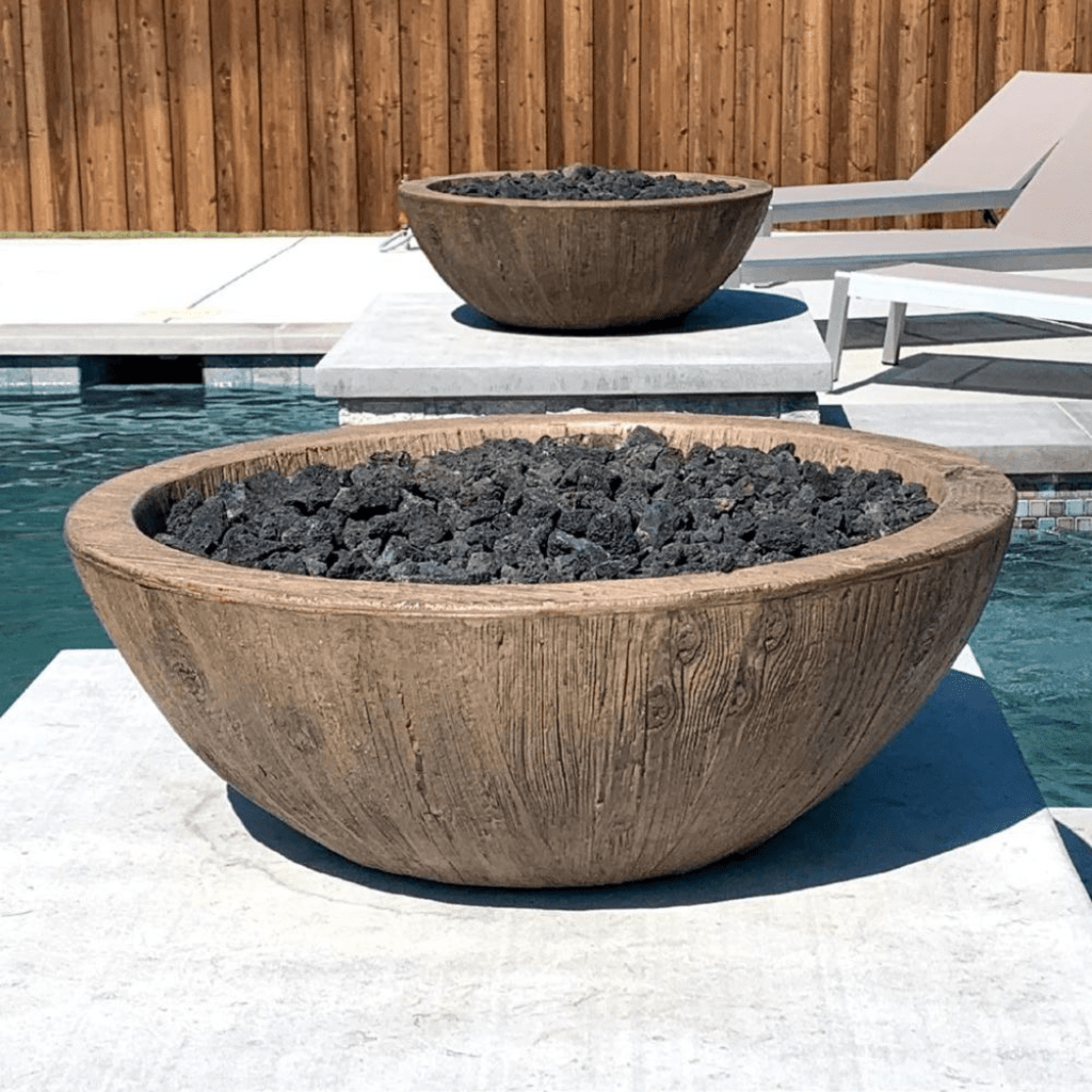 The Outdoor Plus 27" Sedona GFRC Wood Grain Concrete Round Fire Bowl