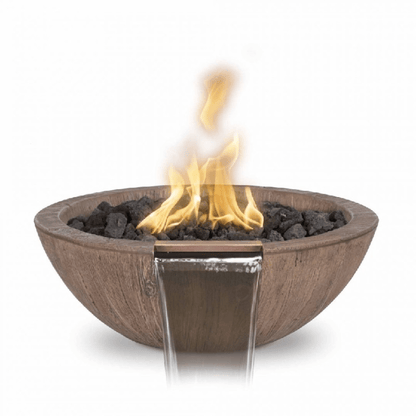 The Outdoor Plus 27" Sedona GFRC Wood Grain Concrete Round Fire and Water Bowl