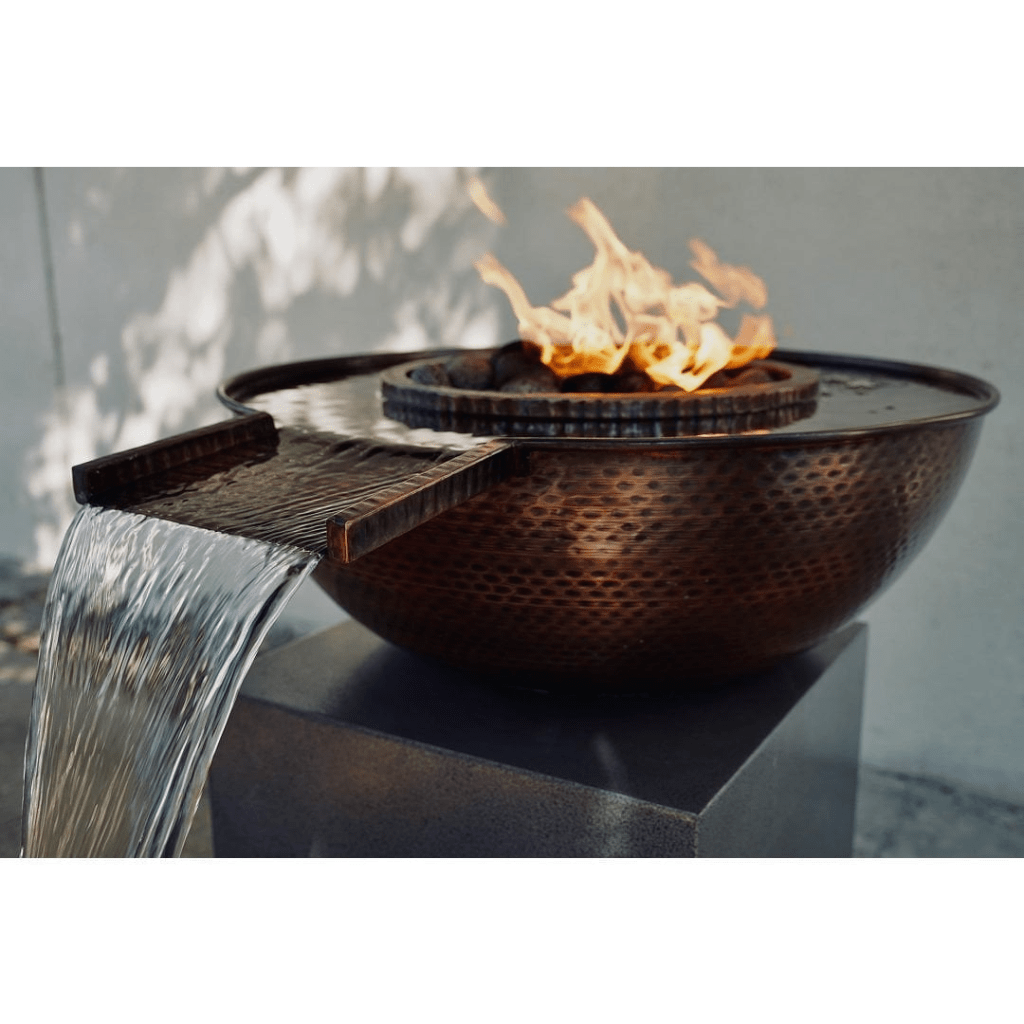 The Outdoor Plus 27" Sedona Hammered Copper Gravity Spill Round Fire & Water Bowl