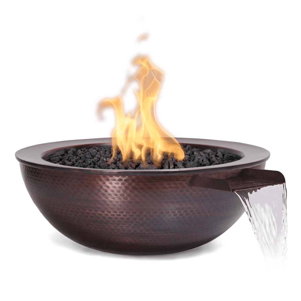 The Outdoor Plus 27" Sedona Hammered Copper Round Fire & Water Bowl