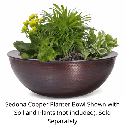 The Outdoor Plus 27" Sedona Hammered Copper Round Planter Bowl