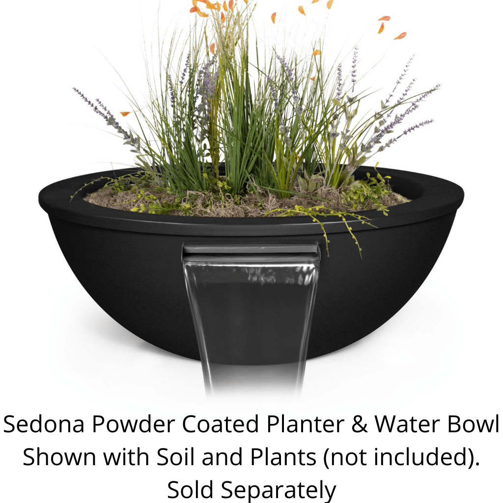 The Outdoor Plus 27" Sedona Powder Coated Steel Round Planter & Water Bowl