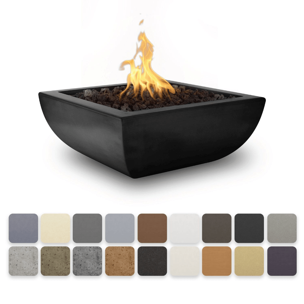 The Outdoor Plus 30" Avalon GFRC Concrete Square Fire Bowl