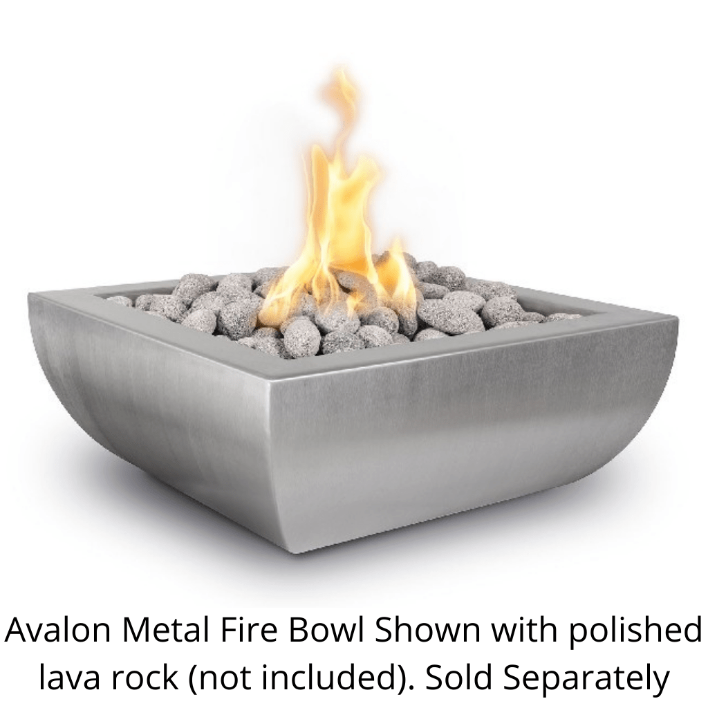The Outdoor Plus 30" Avalon Hammered Copper & Stainless Steel Square Fire Bowl