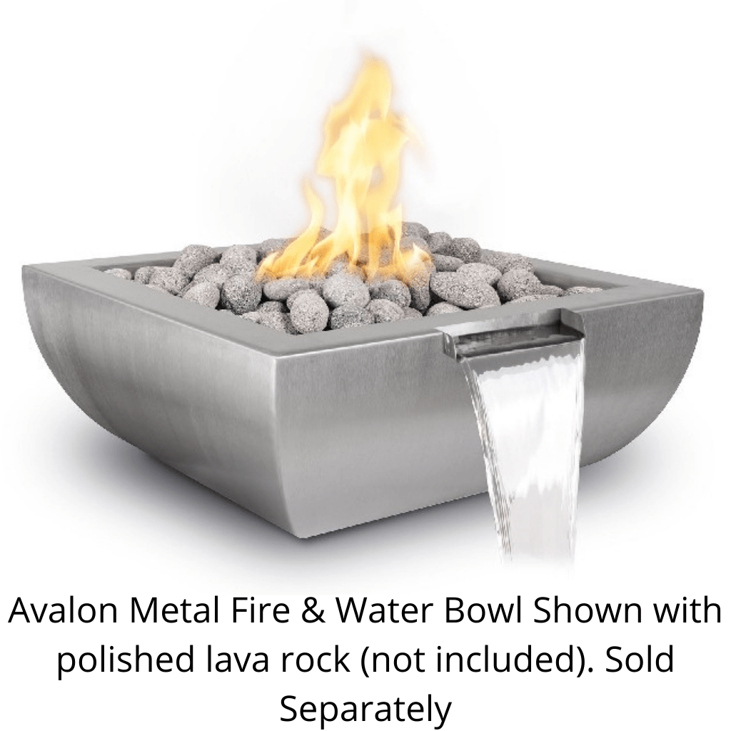 The Outdoor Plus 30" Avalon Hammered Copper & Stainless Steel Square Fire & Water Bowl