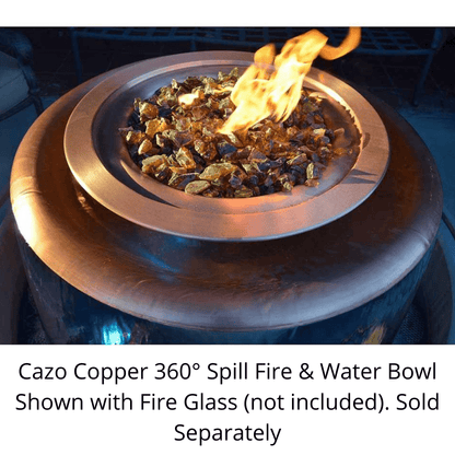 The Outdoor Plus 30" Cazo Hammered Copper 360° Spill Round Fire & Water Bowl