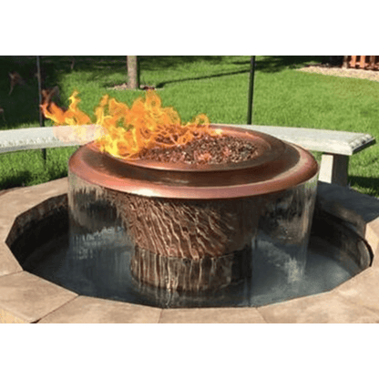 The Outdoor Plus 30" Cazo Hammered Copper 360° Spill Round Fire & Water Bowl