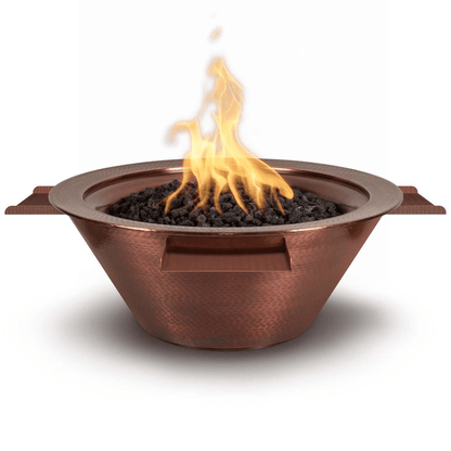 The Outdoor Plus 30" Cazo Hammered Copper 4 Way Spill Round Fire & Water Bowl