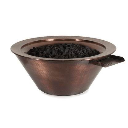 The Outdoor Plus 30" Cazo Hammered Copper Round Fire & Water Bowl