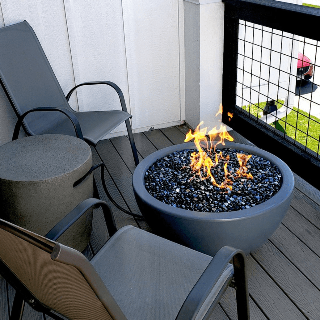 The Outdoor Plus 30" Luna GFRC Concrete Round Liquid Propane Fire Pit