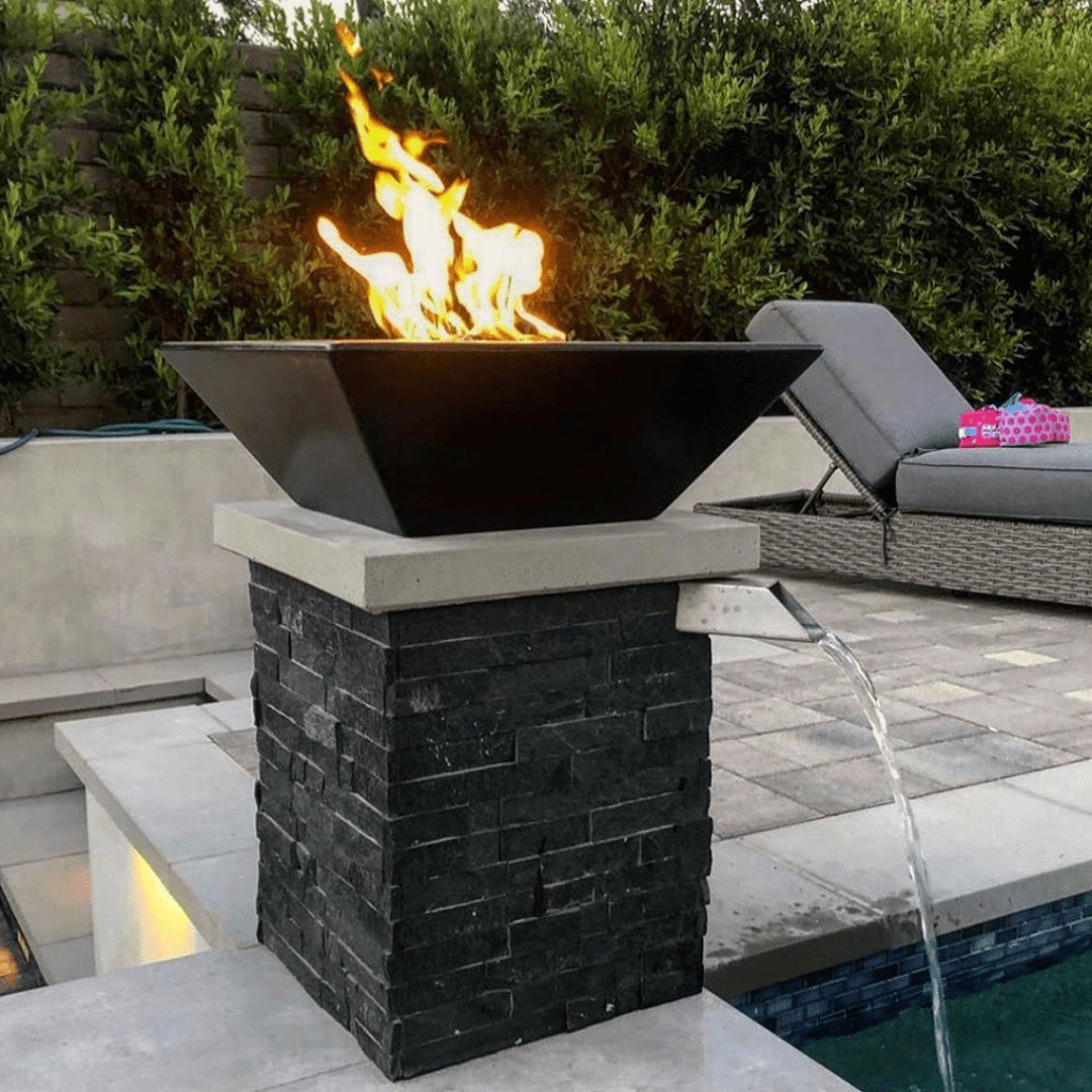 The Outdoor Plus 30" Maya GFRC Concrete Square Fire Bowl