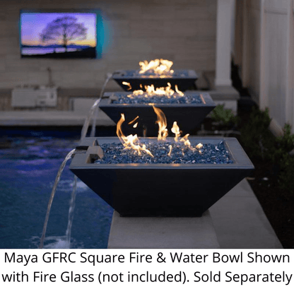 The Outdoor Plus 30" Maya GFRC Concrete Square Fire & Water Bowl