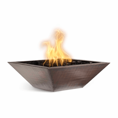 The Outdoor Plus 30" Maya Hammered Copper Square Fire Bowl