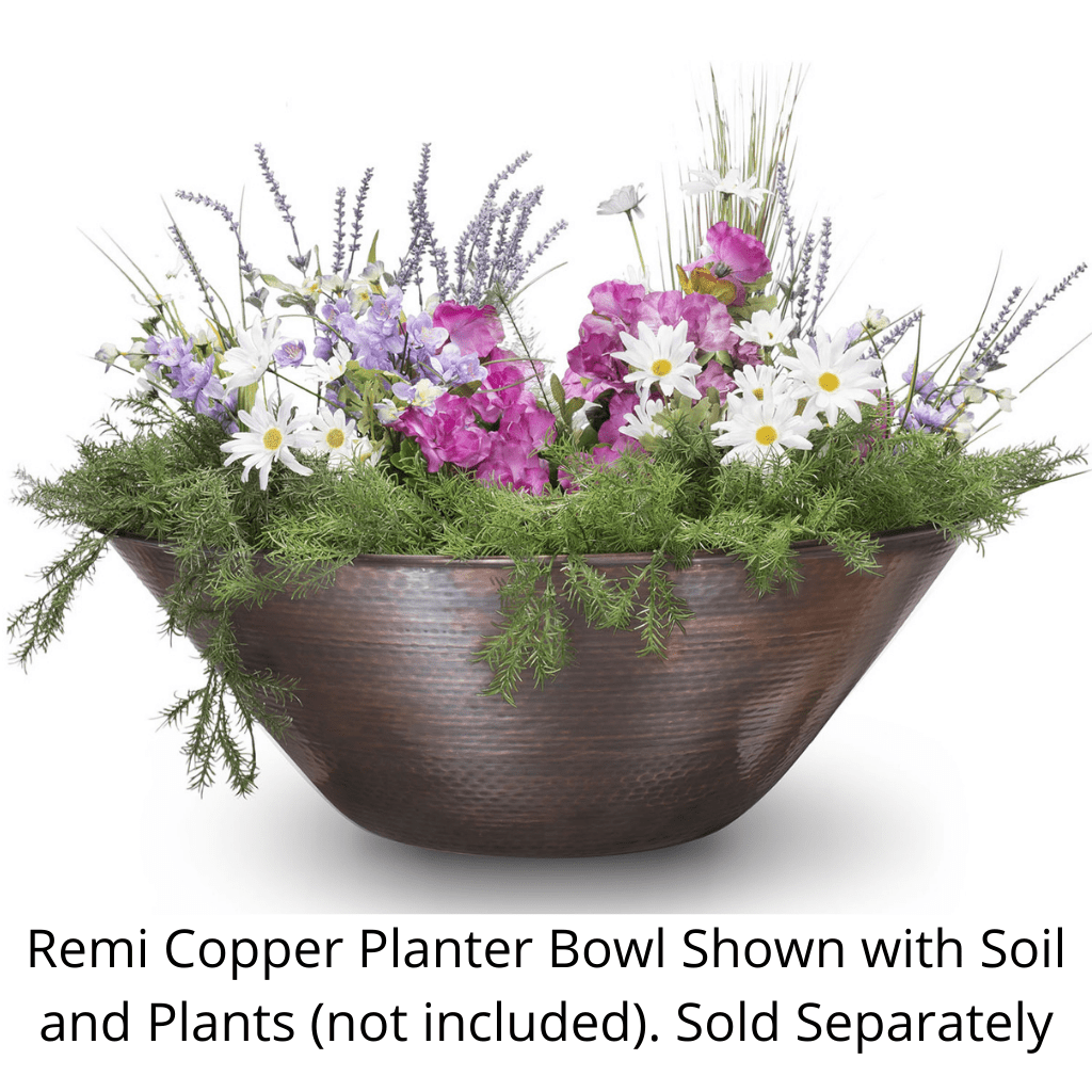 The Outdoor Plus 31" Remi Hammered Copper Round Planter Bowl