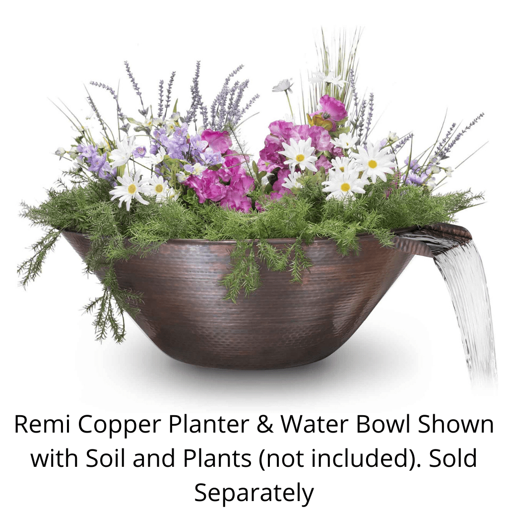 The Outdoor Plus 31" Remi Hammered Copper Round Planter & Water Bowl