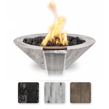 The Outdoor Plus 32" Cazo GFRC Wood Grain Concrete Round Fire & Water Bowl